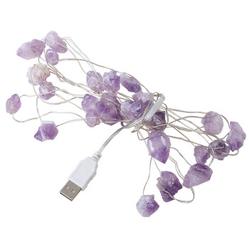 30LED Fairy Lights Crystal String Lamp USB/Battery Powered Natural Crystal Stones Γιρλάντες Χριστουγεννιάτικη διακόσμηση κήπου