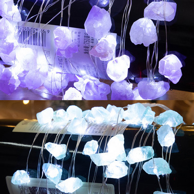 30LED Fairy Lights Crystal String Lamp USB/Battery Powered Natural Crystal Stones Γιρλάντες Χριστουγεννιάτικη διακόσμηση κήπου