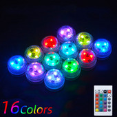 24 billentyűs távirányítós merülő könnyű teamécses víz alatti lámpa IP68 vízálló esküvői váza úszómedence akvárium dekorációhoz