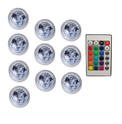 24 billentyűs távirányítós merülő könnyű teamécses víz alatti lámpa IP68 vízálló esküvői váza úszómedence akvárium dekorációhoz