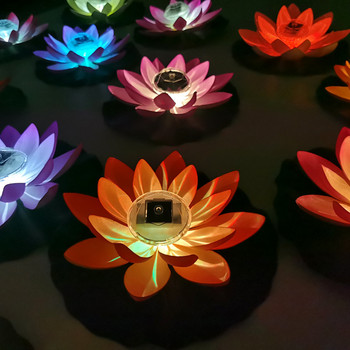 Ηλιακή λάμπα LED Τεχνητή Lotus Floating Fountain Pond Night Lights for Garden Pool Landscape Disorder Αδιάβροχα ηλιακά φώτα