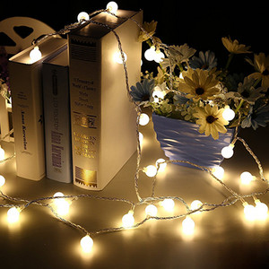 3M/6M/10M golyós LED zsinór lámpa 20LED 40LED 80LED lánc tündérfények Ünnep karácsonyi esküvő kültéri dekoráció elemmel működik