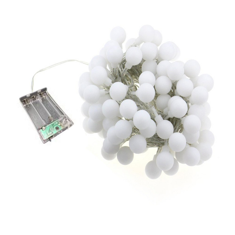 3M/6M/10M golyós LED zsinór lámpa 20LED 40LED 80LED lánc tündérfények Ünnep karácsonyi esküvő kültéri dekoráció elemmel működik