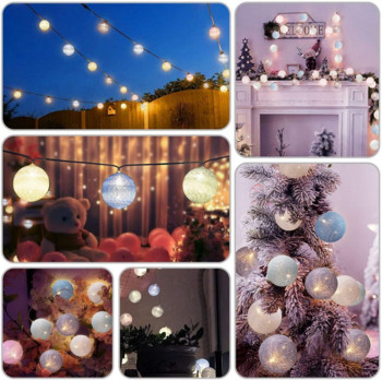 20 Cotton Fairy Lights Συνδέστε το παράθυρο μπαταρίας Κουρτίνα String Light Γαμήλιο πάρτι Σπίτι Κήπος Διακοσμήσεις τοίχου εξωτερικού χώρου