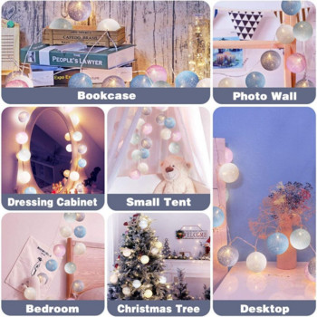 20 Cotton Fairy Lights Συνδέστε το παράθυρο μπαταρίας Κουρτίνα String Light Γαμήλιο πάρτι Σπίτι Κήπος Διακοσμήσεις τοίχου εξωτερικού χώρου