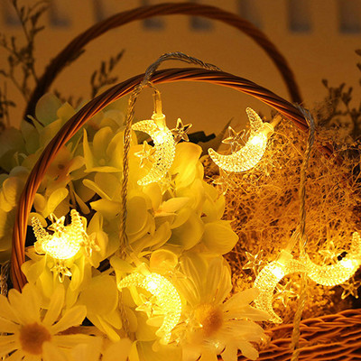 1.5M/6M LED Star Moon Novost rasvjeta Vilinski vijenac String Lights Eid al-Fitr Ramadan Wedding Home Indoor Decoration Light
