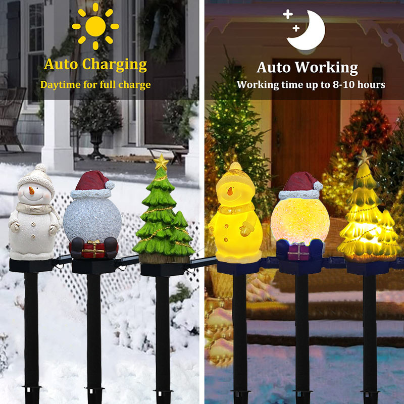 Saules Ziemassvētku dārza gaismas Ziemassvētku vecītis Sniegavīrs Ziemassvētku eglīšu dekors āra ūdensnecaurlaidīgs zāliena lampas pagalms Ielu celiņu parka apgaismojums