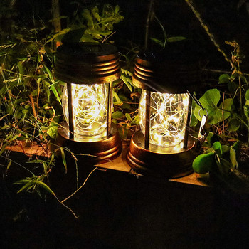 Соларна градинска висяща лампа Външна водоустойчива LED звездна светлина Градинска ретро висяща елха Фенер Коледна украса