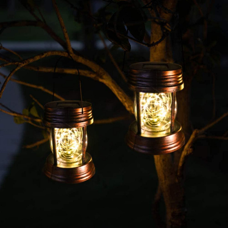 Lumină suspendată pentru grădină solară, în aer liber, rezistentă la apă, cu LED-uri, cu stele, pentru grădină