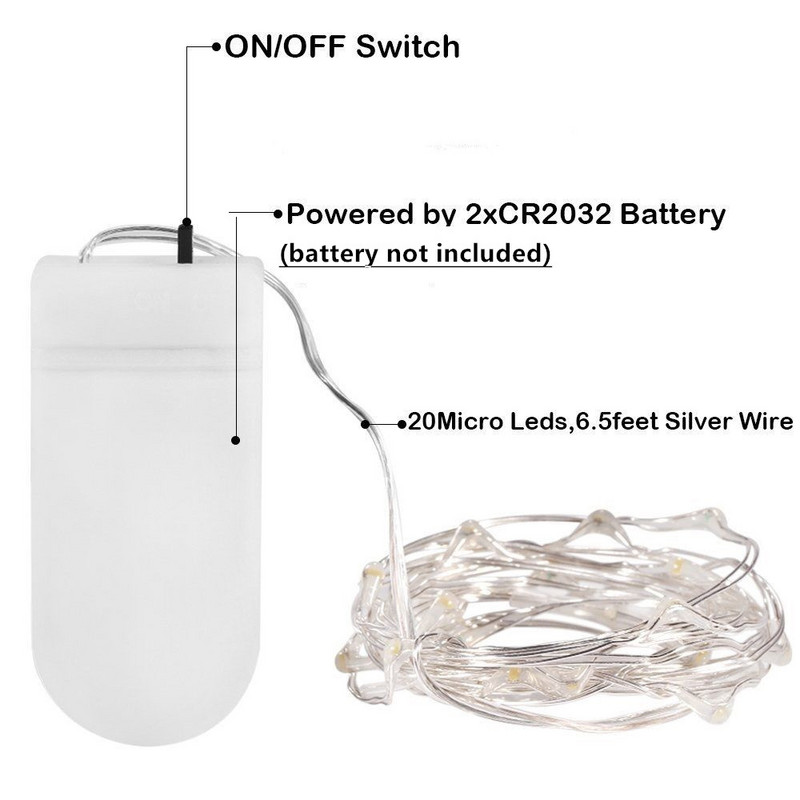 10db LED Fairy String Lights elemmel működő LED rézhuzalos lámpák kültéri vízálló palacklámpák hálószoba dekorációhoz