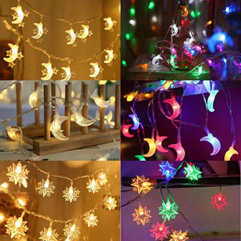 Moon Star LED Led Light String Eid Mubarak Decoration for Home Ramadan Kareem Muslim Islamic Decor Hajj Mubarak Eid Gifts Al Adha