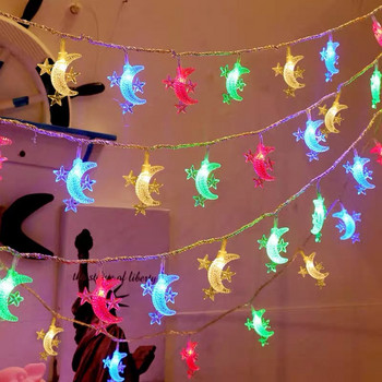 Moon Star LED Led Light String Eid Mubarak Decoration for Home Ramadan Kareem Muslim Islamic Decor Hajj Mubarak Eid Gifts Al Adha