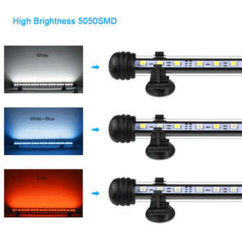 Висока яркост 5050SMD RGB Аквариумно осветление 19-49cm EU Plug IP68 Водоустойчива лампа за аквариум за аквариумна кутия за растения Декоративно осветление
