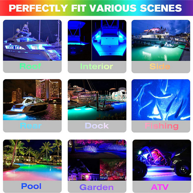 42LED yacht víz alatti könnyű rozsdamentes acél tengeri csónak lámpa 10-30V víz alatti lámpa IP68 vízálló 80W jacht csónak tartozékok