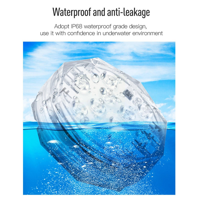 Baseina gaismas RGB iegremdējamās LED gaismas ar tālvadības zemūdens ūdensnecaurlaidīgām LED gaismām akvārijam, burbuļvannai, baseina ballīšu dekoram N3E5