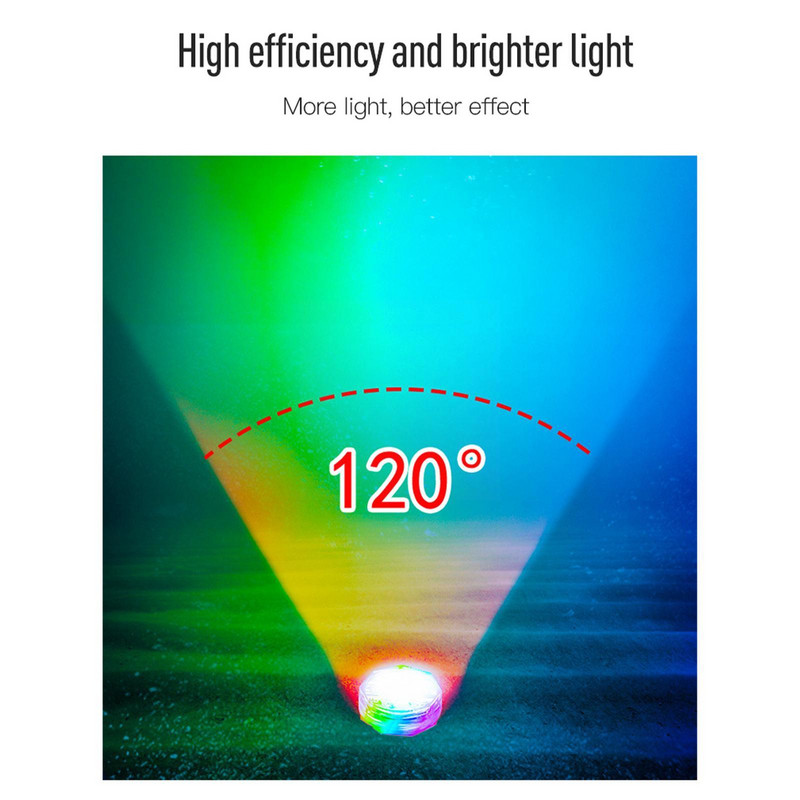 Baseina gaismas RGB iegremdējamās LED gaismas ar tālvadības zemūdens ūdensnecaurlaidīgām LED gaismām akvārijam, burbuļvannai, baseina ballīšu dekoram N3E5