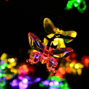 LED слънчева лампа с форма на пеперуда Външна водоустойчива фея с гирляндни светлини Струна Коледна сватбена градина Декорация на слънчева светлина