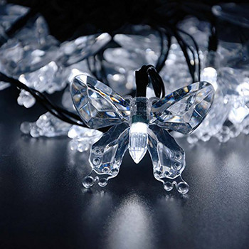 LED слънчева лампа с форма на пеперуда Външна водоустойчива фея с гирляндни светлини Струна Коледна сватбена градина Декорация на слънчева светлина