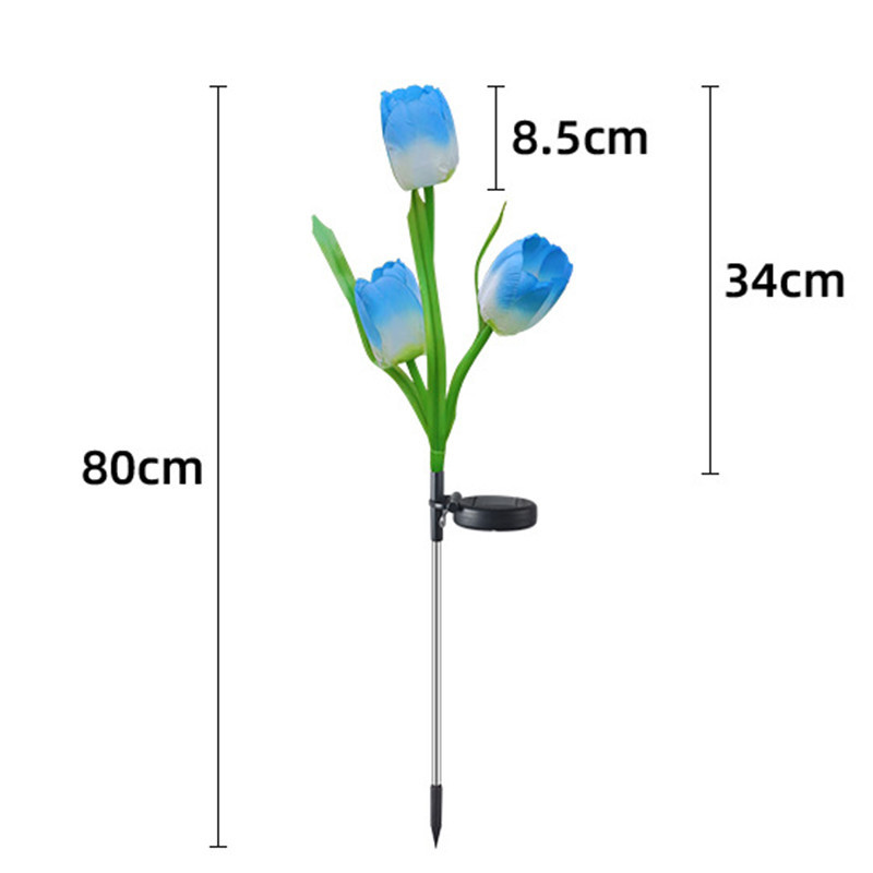 2gab Saules gaismas tulpju ziedu lampa daudzkrāsu āra ūdensnecaurlaidīga dārza pagalma taka ainava piebraucamais ceļš zāliena ieliktnis saules gaisma