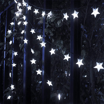 Светлини със звездни струни, 10 м 8 режима, захранвани със слънчева енергия блещукащи приказни светлини, водоустойчив гирлянд за външна, градинска, пейзажна Коледа