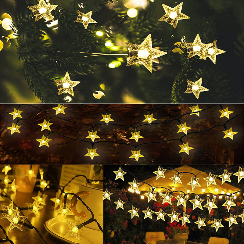 Žvaigždžių styginių lemputės, 10 m 8 režimų saulės energija maitinami „Twinkle Fairy“ žibintai, vandeniui atspari girlianda lauke, sodas, kraštovaizdžio Kalėdos