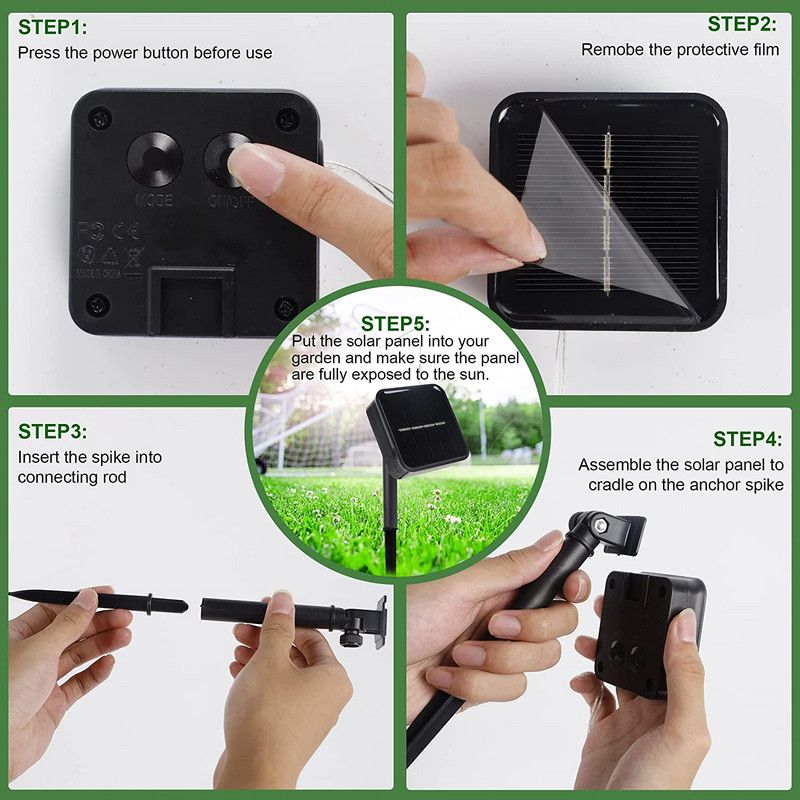 Žvaigždžių styginių lemputės, 10 m 8 režimų saulės energija maitinami „Twinkle Fairy“ žibintai, vandeniui atspari girlianda lauke, sodas, kraštovaizdžio Kalėdos