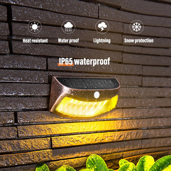 Външна соларна стенна лампа Водоустойчива светлина със сензор за движение Градински декоративни LED светлини Външно осветление Дворна ограда Уличен фенер