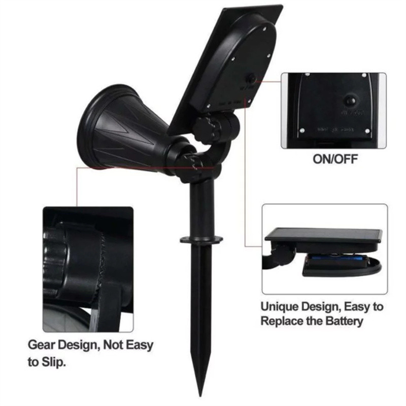 1pc/2pc Ρυθμιζόμενο ηλιακό φως εξωτερικού χώρου ηλιακό φως κήπου IP65 Solar Lamp Super Bright Wall Light for Courtyard Park Pathway