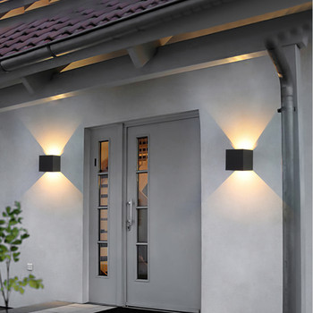 Външна водоустойчива IP65 12W LED лампа за веранда Модерен вътрешен декор нагоре надолу Двуглава стенна лампа за коридор 220V Коледна декорация на дома