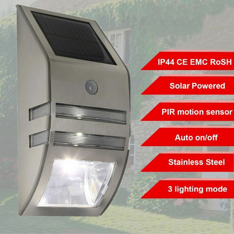 LED napelemes lámpa kültéri napelemes lámpa PIR mozgásérzékelős napenergiával működő vízálló fali lámpa kerti udvari ösvény díszítő lámpához