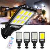 Saules gaisma 117 COB liela āra saules ūdensnecaurlaidīga ielas gaisma dārza infrasarkanā sensora kustības sensora viedā tālvadības pults gaisma