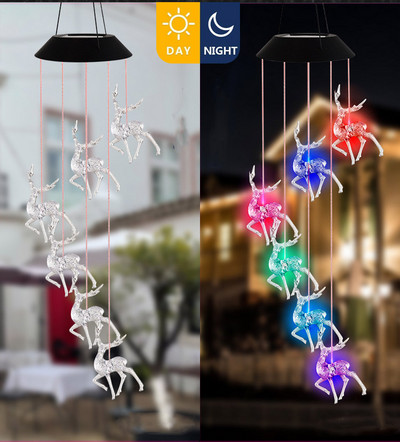 Divat színváltó függő macska szélcsengő Napenergiával működő LED golyós lámpák kerti kültéri kolibri alakú lámpa fehér