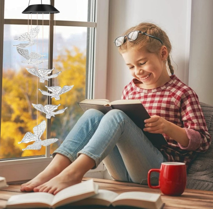 Divat színváltó függő macska szélcsengő Napenergiával működő LED golyós lámpák kerti kültéri kolibri alakú lámpa fehér