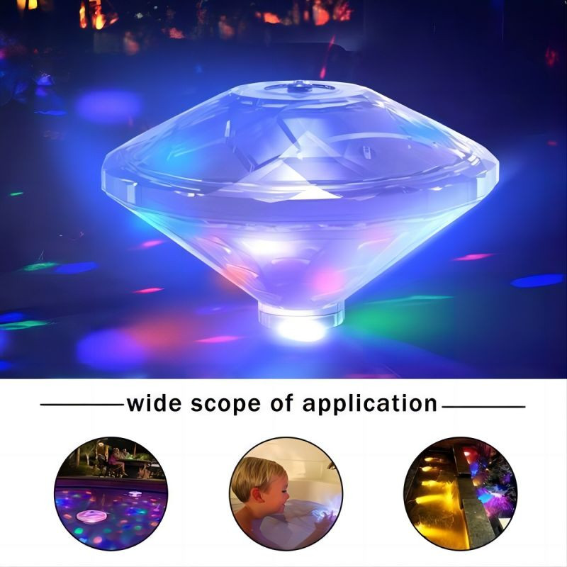 Vízálló LED gyémánt világító kád baba fürdő tó medence víz alatti lámpa úszó fürdő pezsgőfürdő víz úszó akvárium szökőkút dekoráció