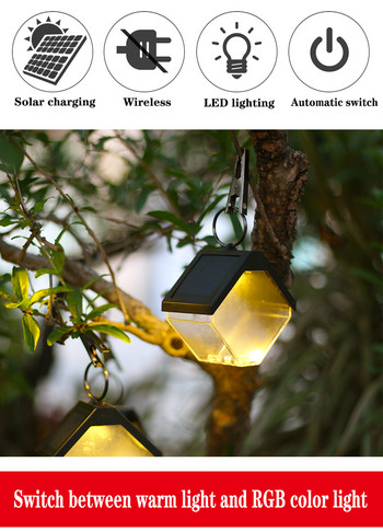 Κρεμαστό ηλιακό φωτιστικό LED Πολύχρωμο αδιάβροχο φωτιστικό τοίχου εξωτερικού χώρου με τοίχους αυλής Βεράντα κήπου δέντρο Φωτιστικό τοίχου