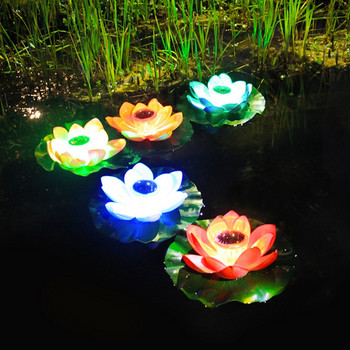 Τεχνητός πλωτός αφρός Lotus Flower Solar RGB LED Διακόσμηση για Εξωτερική Διακόσμηση αυλής δεξαμενής ψαριών Ηλιακά πλωτά φανάρια