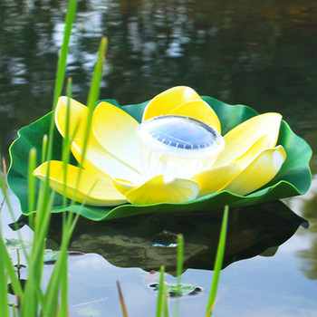 Изкуствена плаваща пяна Lotus Flower Solar RGB LED декор за градински открит аквариум Декорация на двора Соларни плаващи фенери