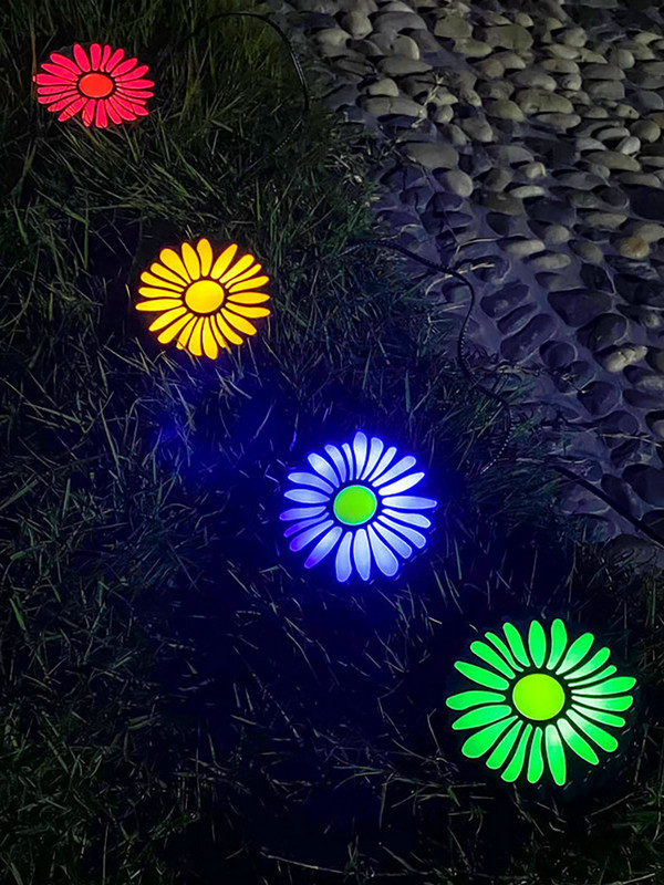 4 TK 2 m päikeseenergial töötav murulamp Dragonfly Butterfly Ladybug Daisy Festival Party Aia muruvalgustus Kodukaunistus