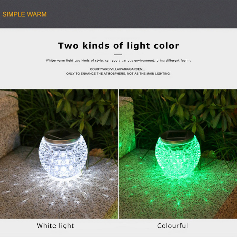 Saules gaismas diodes dārza lampa piekārta saules gaismas stikla lodīšu lampa ielas āra lampa koku burciņām dārza dekorēšanai saules gaisma ainava