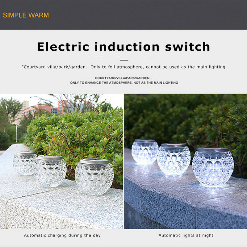 Saules gaismas diodes dārza lampa piekārta saules gaismas stikla lodīšu lampa ielas āra lampa koku burciņām dārza dekorēšanai saules gaisma ainava