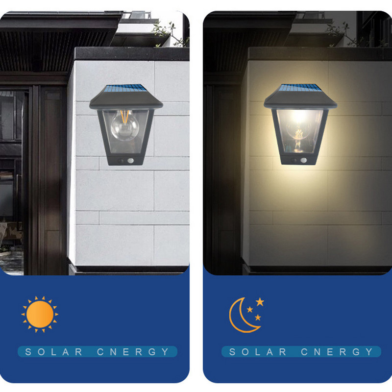 Senovinis saulės šviesos diodų apšvietimas lauko saulės lempos judesio detektorius, vandeniui atsparus PIR judesio jutiklis saulės šviesos gatvės šviesa sodo apdaila