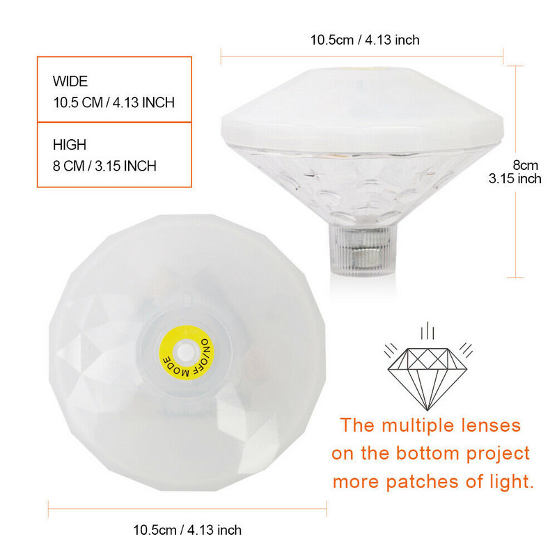 Ar akumulatoru darbināma peldošā zemūdens strūklakas gaisma Ūdensnecaurlaidīga peldbaseina akvārija gaismas diskotēku ballīšu spa bērnu vannas gaisma