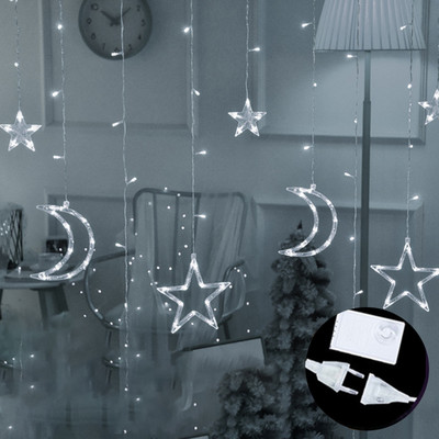 Led Fairy aizkaru gaismas Mēness zvaigznes gaismas virknes ar tālvadības pulti iekštelpu dekoratīvā Ziemassvētku mirgošanas lampa guļamistabai