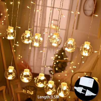 Led Fairy aizkaru gaismas Mēness zvaigznes gaismas virknes ar tālvadības pulti iekštelpu dekoratīvā Ziemassvētku mirgošanas lampa guļamistabai