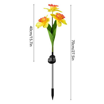 2 бр. olar Flower Lights IP65 Водоустойчива 3 глави Daffodil Flowers Lamp LED Flowers Outdoor Solar Lamp for Pathway Patio Garden