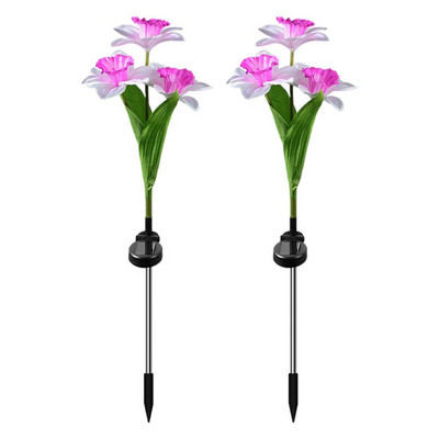 2gab olāras ziedu lampas IP65 ūdensnecaurlaidīgas 3 galviņas narcišu ziedu lampa LED ziedi āra saules lampa celiņam iekšpagalma dārzam