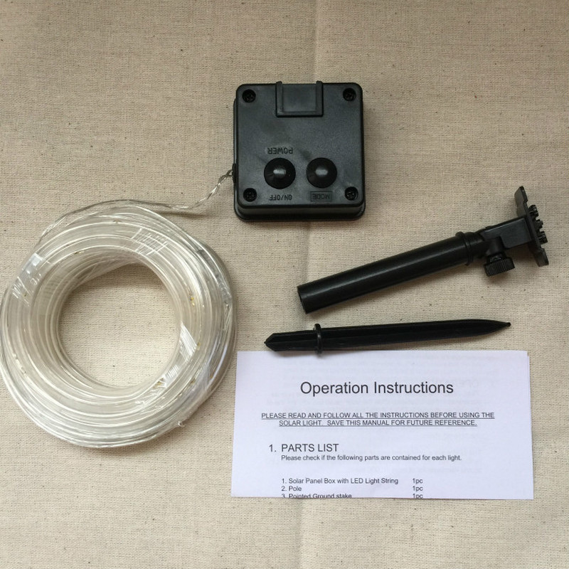 50/100 LED Napenergiával működő kötélcső füzér lámpák kültéri vízálló tündérlámpák kerti füzér karácsonyi udvari dekorációhoz