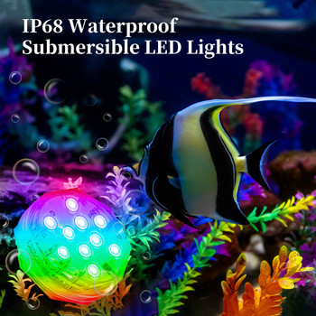 10 LED Beads Ασύρματα υποβρύχια φώτα πισίνας Τηλεχειριστήριο Πισίνες Υποβρύχια λάμπα νύχτας IP68 Αδιάβροχο RGB 15 Χρώμα