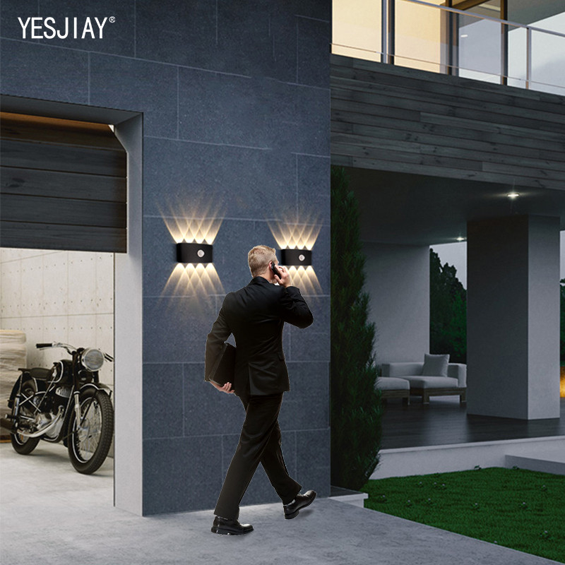 LED nástenné svietidlo so snímaním pohybu ľudského tela, vodotesné IP65, vonkajšie nástenné svietidlo, záhradné svietidlo, hliníkové schodiskové svietidlo 6W 8W