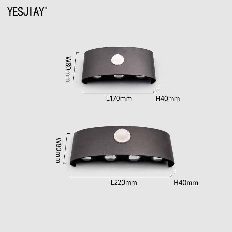 LED nástenné svietidlo so snímaním pohybu ľudského tela, vodotesné IP65, vonkajšie nástenné svietidlo, záhradné svietidlo, hliníkové schodiskové svietidlo 6W 8W